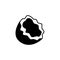 Black & white vector illustration of cut coconut. Flat icon of f