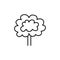 Black & white vector illustration of decorative tree for backyard or front yard. Line icon of garden plant with ornamental leaves