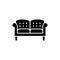 Black & white vector illustration of english double sofa. Flat i