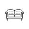 Black & white vector illustration of english double sofa. Line i