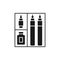 Black & white vector illustration of fineliner pen kit. Flat icon of ink liner set for architect, drafter, engineer. Technical &