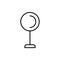 Black & white vector illustration of globe table lamp. Line icon