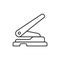 Black & white vector illustration of hole punch. Line icon of of