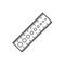 Black & white vector illustration of knitting crochet needle gauge. Line icon of knit check ruler. Isolated object