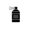 Black & white vector illustration of lacquer, varnish or paint spray in bottle. Flat icon of material for handicraft, woodwork,