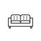 Black & white vector illustration of lawson sofa. Line icon of s