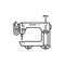 Black & white vector illustration of long arm quilting machine.