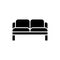 Black & white vector illustration of loveseat. Double sofa. Flat