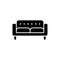 Black & white vector illustration of loveseat. Double sofa. Flat