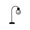 Black & white vector illustration of modern bulb table lamp. Fla