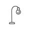 Black & white vector illustration of modern bulb table lamp. Lin