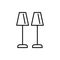 Black & white vector illustration of pair of buffet table lamps.