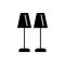 Black & white vector illustration of pair of buffet table lamps.