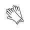 Black & white vector illustration of pair of leather gloves. Lin