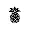 Black & white vector illustration of pineapple. Flat icon of fresh fruit. Vegan & vegetarian food. Health eating ingredient.