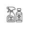 Black & white vector illustration of plant doctor & food sprays.