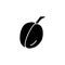 Black & white vector illustration of plum. Flat icon of fresh fr