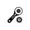 Black & white vector illustration of rotary cutter & blade. Flat