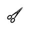 Black & white vector illustration of scissors. Flat icon of cutting tool for sewing, needlework, decoupage & other diy projects.