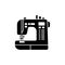 Black & white vector illustration of sewing machine. Flat icon o
