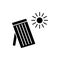 Black & white vector illustration of solar thermal panel. House