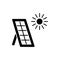 Black & white vector illustration of solar thermal panel. House