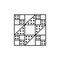 Black & white vector illustration of stepping stones quilt pattern. Line icon of quilting & patchwork geometric design template.