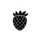 Black & white vector illustration of strawberry. Flat icon of fr