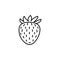 Black & white vector illustration of strawberry. Line icon of fr