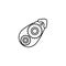 Black & white vector illustration of tape dispenser. Line icon o