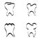 Black and white vector illustration of teeth