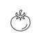 Black & white vector illustration of tomato vegetable. Line icon