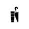 Black & white vector illustration of umbrella stand. Flat icon o