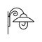 Black & white vector illustration of wall sconce lamp. Line icon of outdoor & indoor light fixture. Isolated object