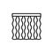 Black & white vector illustration of wave shape curtain shutter. Line icon of window vertical blind jalousie. Isolated object