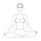 Black and white vector image of a woman practicing yoga or meditation