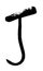 Black and white vector of meat hook or J hook with handle for hanging text or images