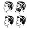 Black and white vector outline of profile man head with beard and mustache