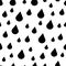 Black and white vector rain drops seamless pattern
