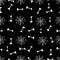 Black and white vector seamless patern, Halloween pattern with bones and spider webs, decent color combination, two