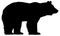 Black and white vector silhouette of an adult bear.