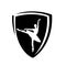 Black and white vector silhouette emblem of classical ballet studio