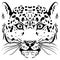 Black and white vector sketch leopard face
