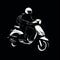 Black And White Vespa Rider Silhouette: Streamlined Design In Precisionist Style