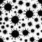 Black on White Virus Pattern Seamless Repeat Background