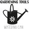 Black and white watering can silhouette.