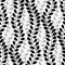 Black and white wavy ivy vines leaves vertical seamless pattern, vector