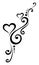 Black and white wedding card decoration with curly lines and two hearts