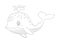 Black And White Whale Clipart Vector. Coloring Page Of Cartoon Character