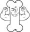 Black And White Winking Bone Cartoon Mascot Character Showing Muscle Arms